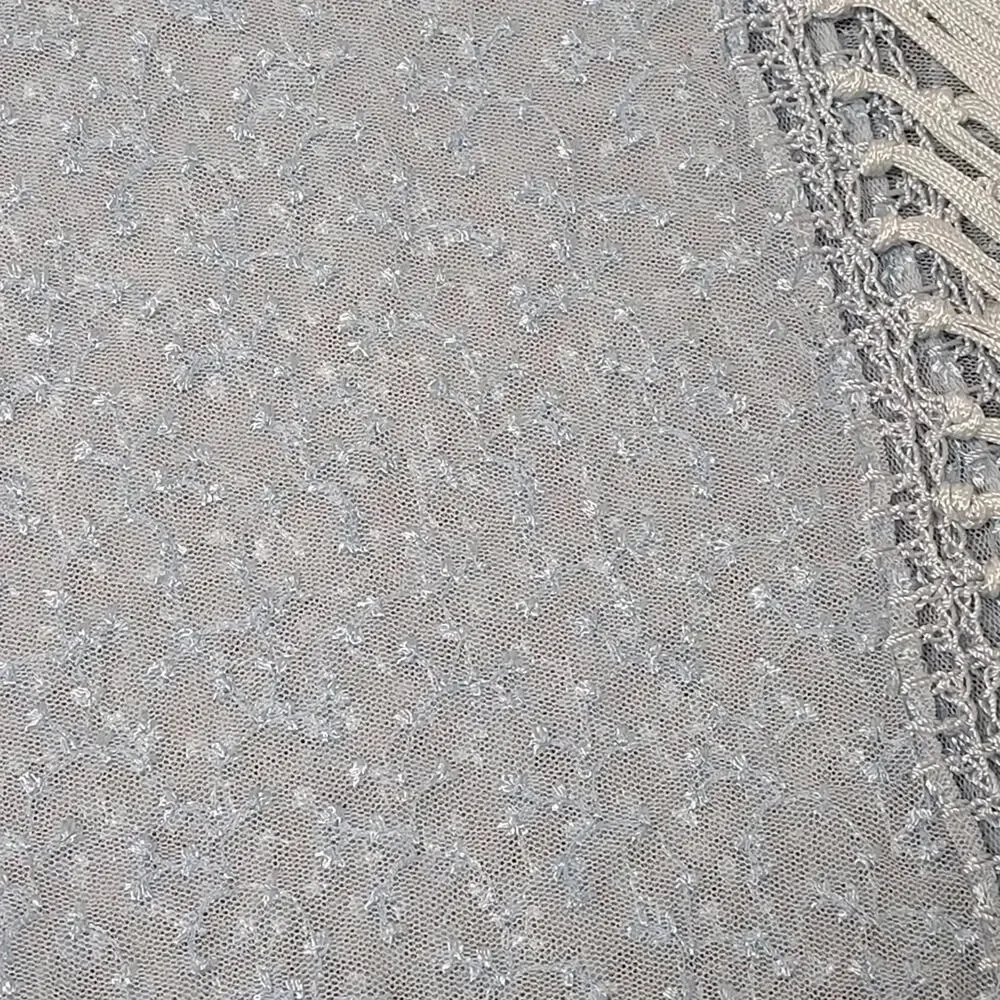 Light Blue Fringe Triangle Shawl NWT Crochet Knit Wrap Scarf Boho Coastal